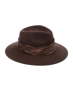 Georgina Wool Fedora Hat in Brown