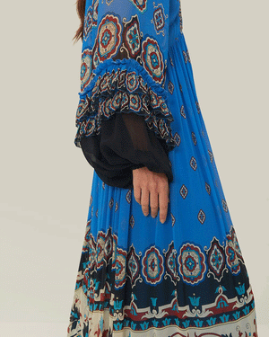 Ainka Tiles Blue Maxi Dress