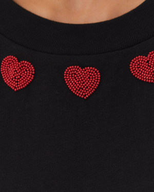 Black Beaded Hearts T-Shirt