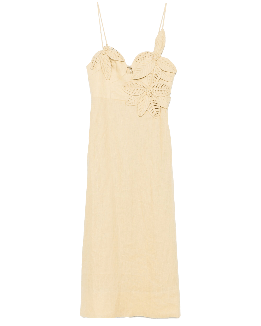 Sand Flowered Bust Midi Dress