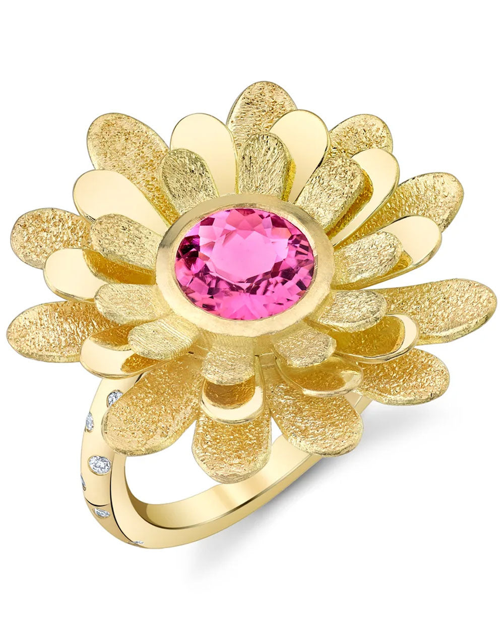 Pink Tourmaline Wildflower Ring