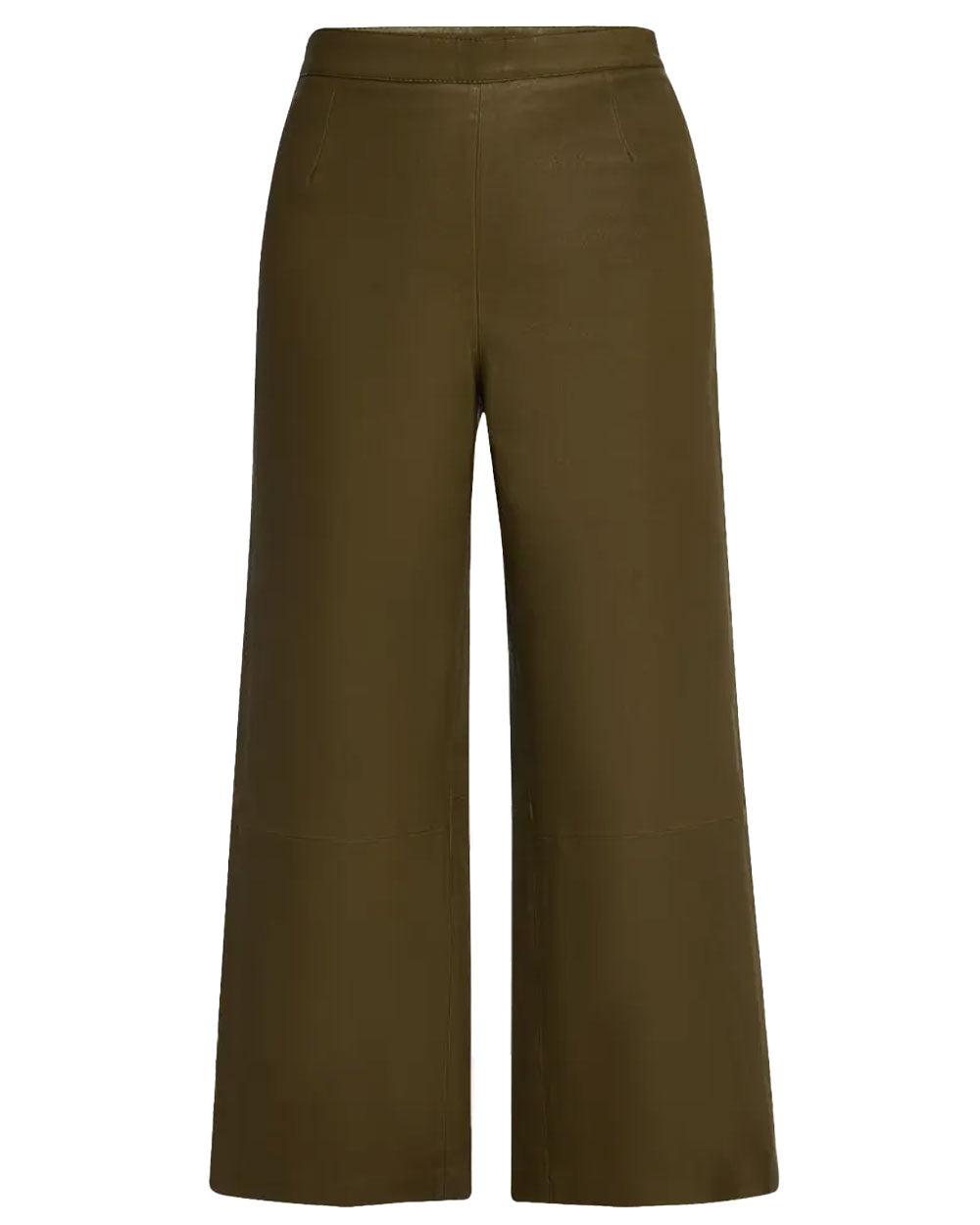 Cropped Leather pant in Rich Military