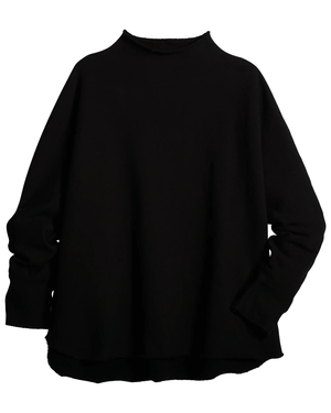 Black Effie Long Sleeve Funnel Neck Capelet