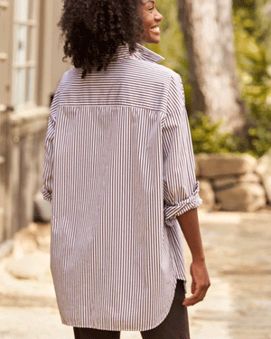 Brown Stripe Oversized Button Up Shirt