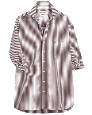 Brown Stripe Oversized Button Up Shirt