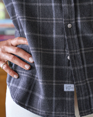 Charcoal and Blue Plaid Relaxed Button Shirt