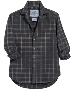 Charcoal and Blue Plaid Relaxed Button Shirt