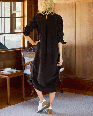 Espresso Corduroy Maxi Shirt Dress