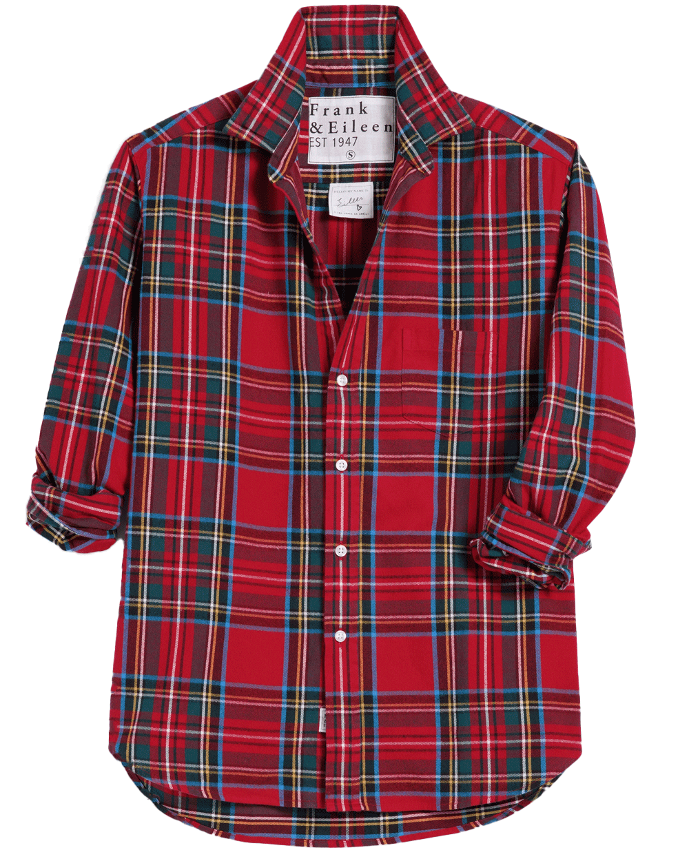 Red Green Plaid Relaxed Button Up Shirt