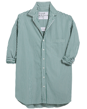 Green Stripe Oversized Button Up Shirt