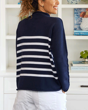 Navy with White Stripe Monterey Sweater