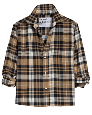 Sand and Camel with Black Plaid Untuckable Button Up Shirt