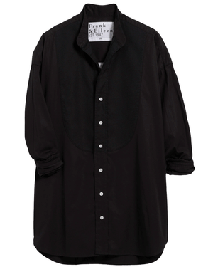 Black Tuxedo Collarless Button Down