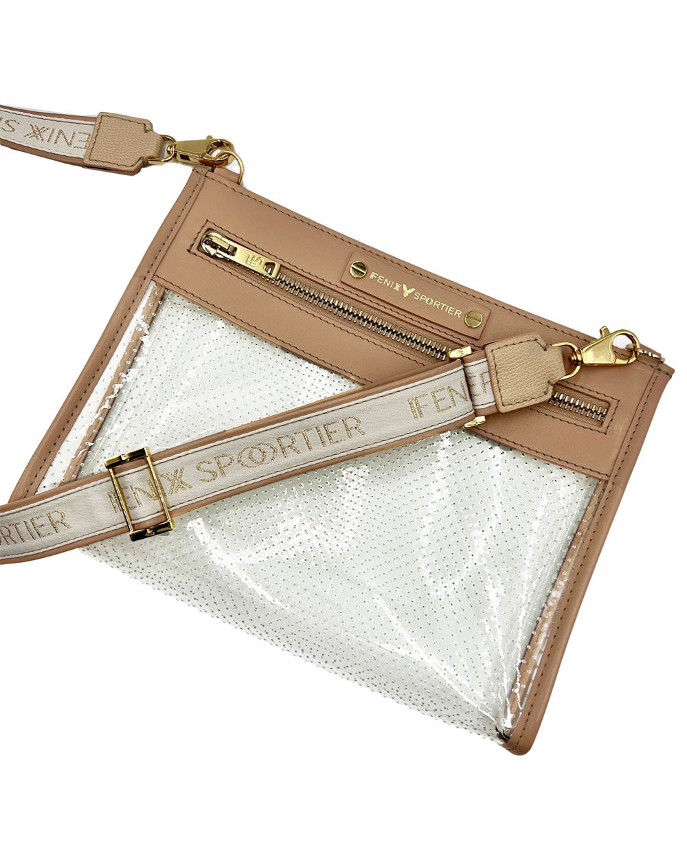 Front Row Clear Crossbody Bag in Nude
