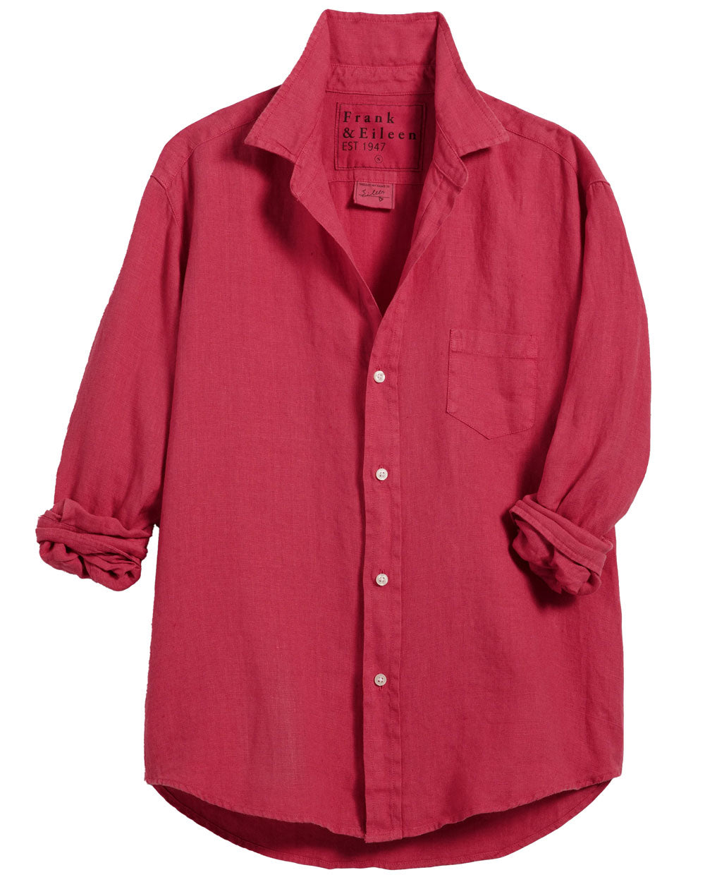 Hot Pink Washed Linen Relaxed Eileen Button Up Shirt