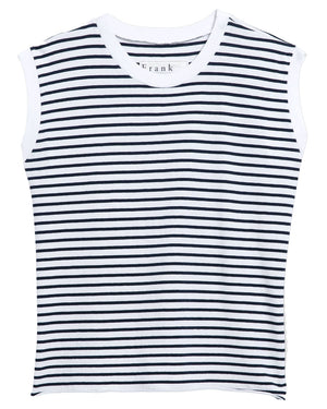 White and Royal British Navy Stripe Vintage Aiden Muscle Tee