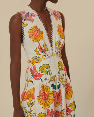 Floral Insects Sleeveless Maxi Dress