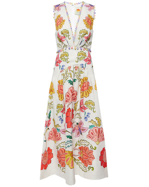Floral Insects Sleeveless Maxi Dress