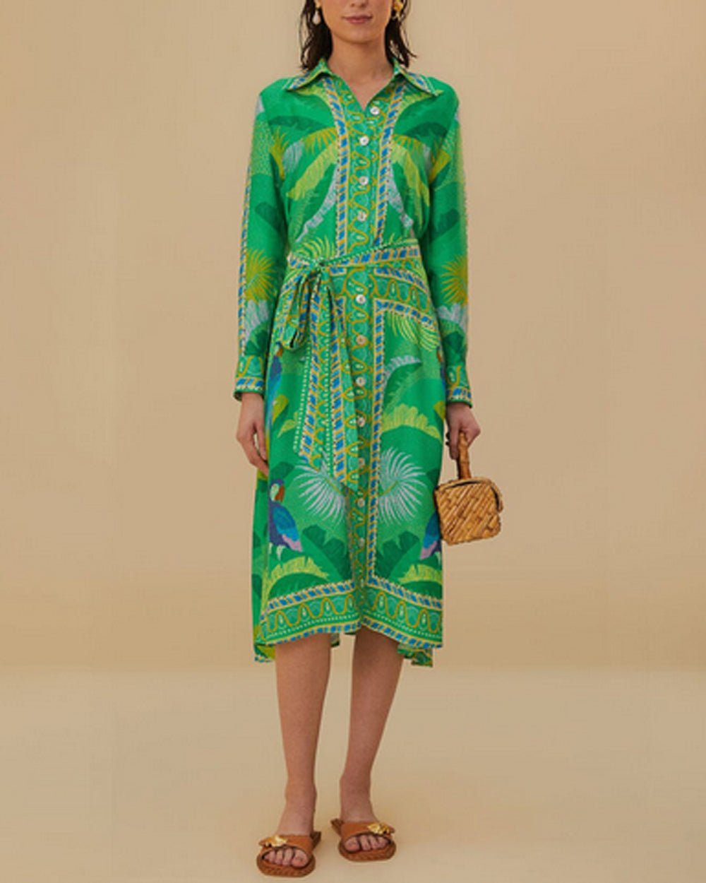 Green Macaw Scarf Chemise Dress