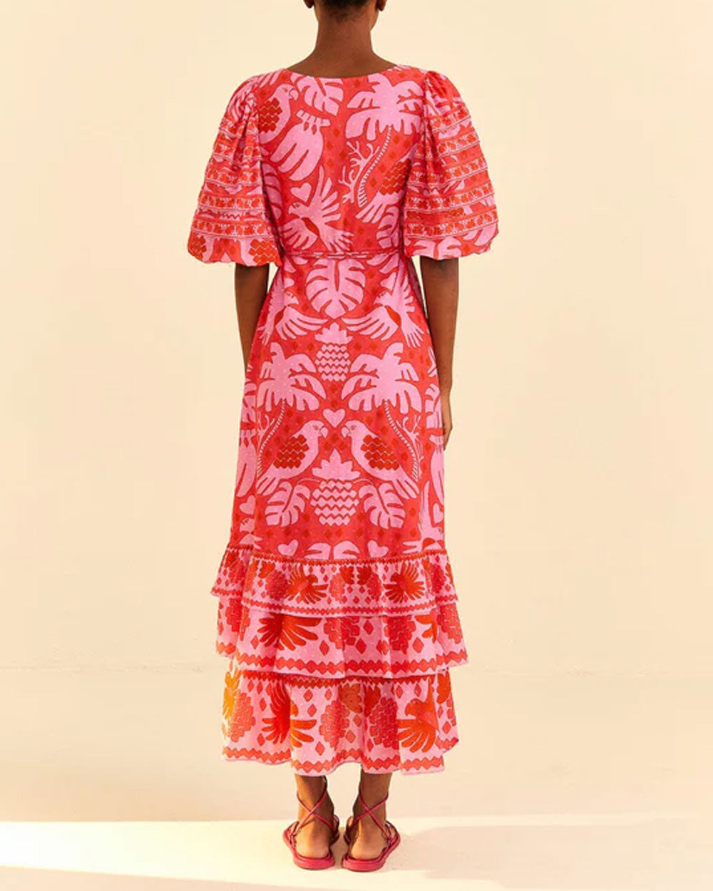 Farm Rio Jungle Red Scarf Wrap Midi Dress – Stanley Korshak