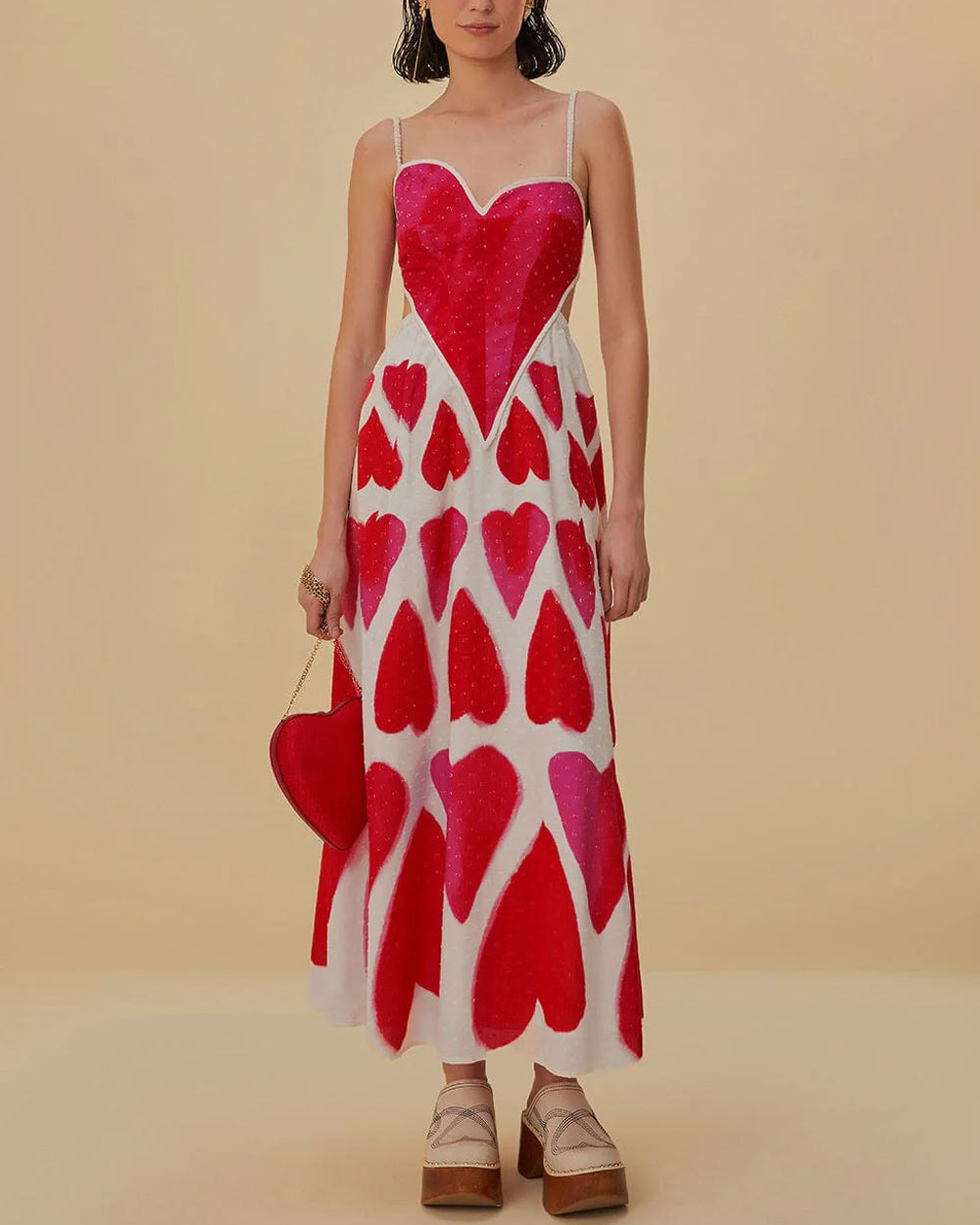 Off White Painted Hearts Maxi Dress