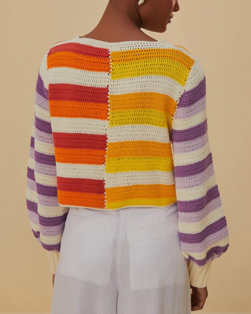 Sunset Stripe Crochet Criss Cross Sweater