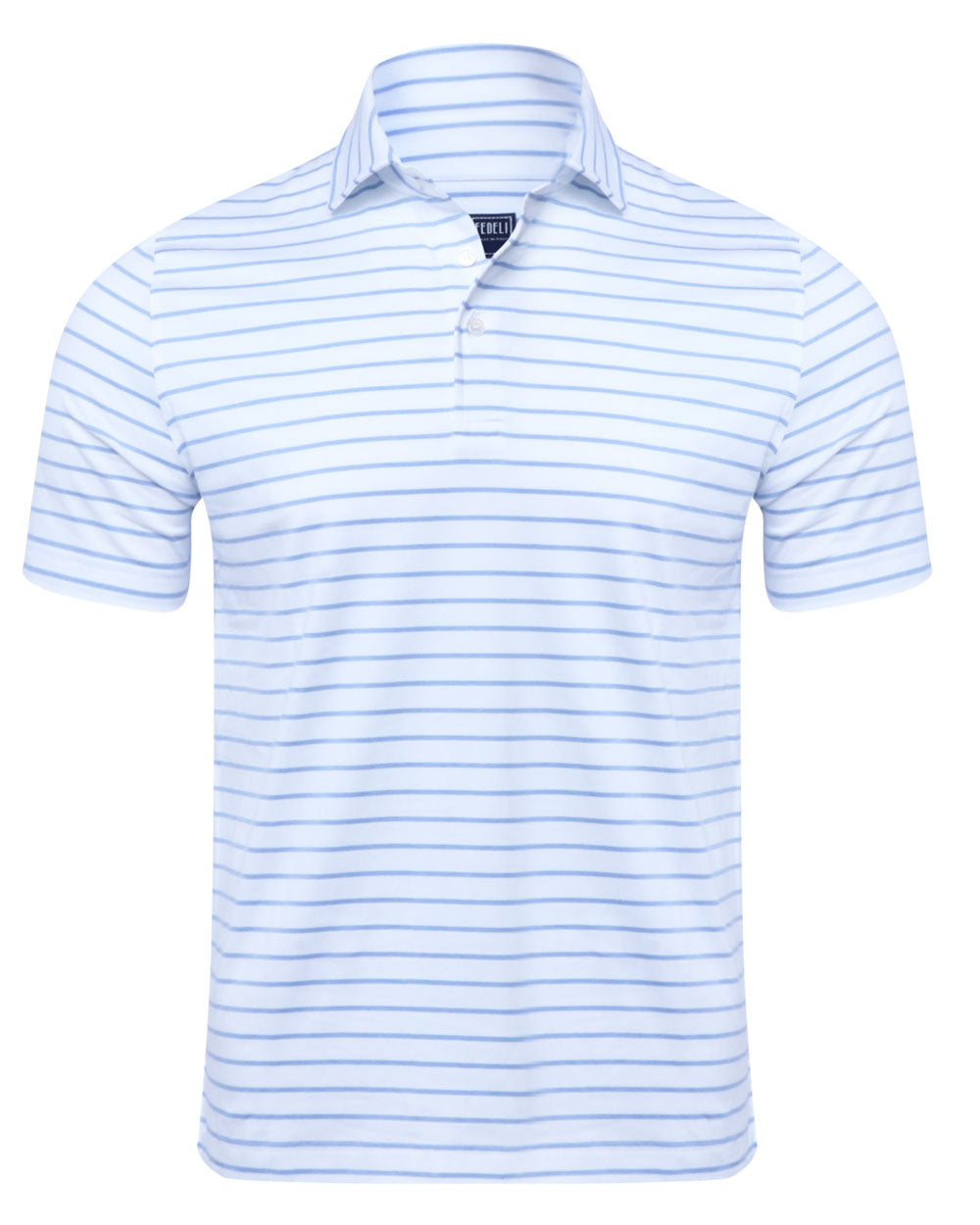 White with Blue Stripe Jersey Polo