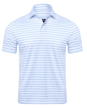White with Blue Stripe Jersey Polo