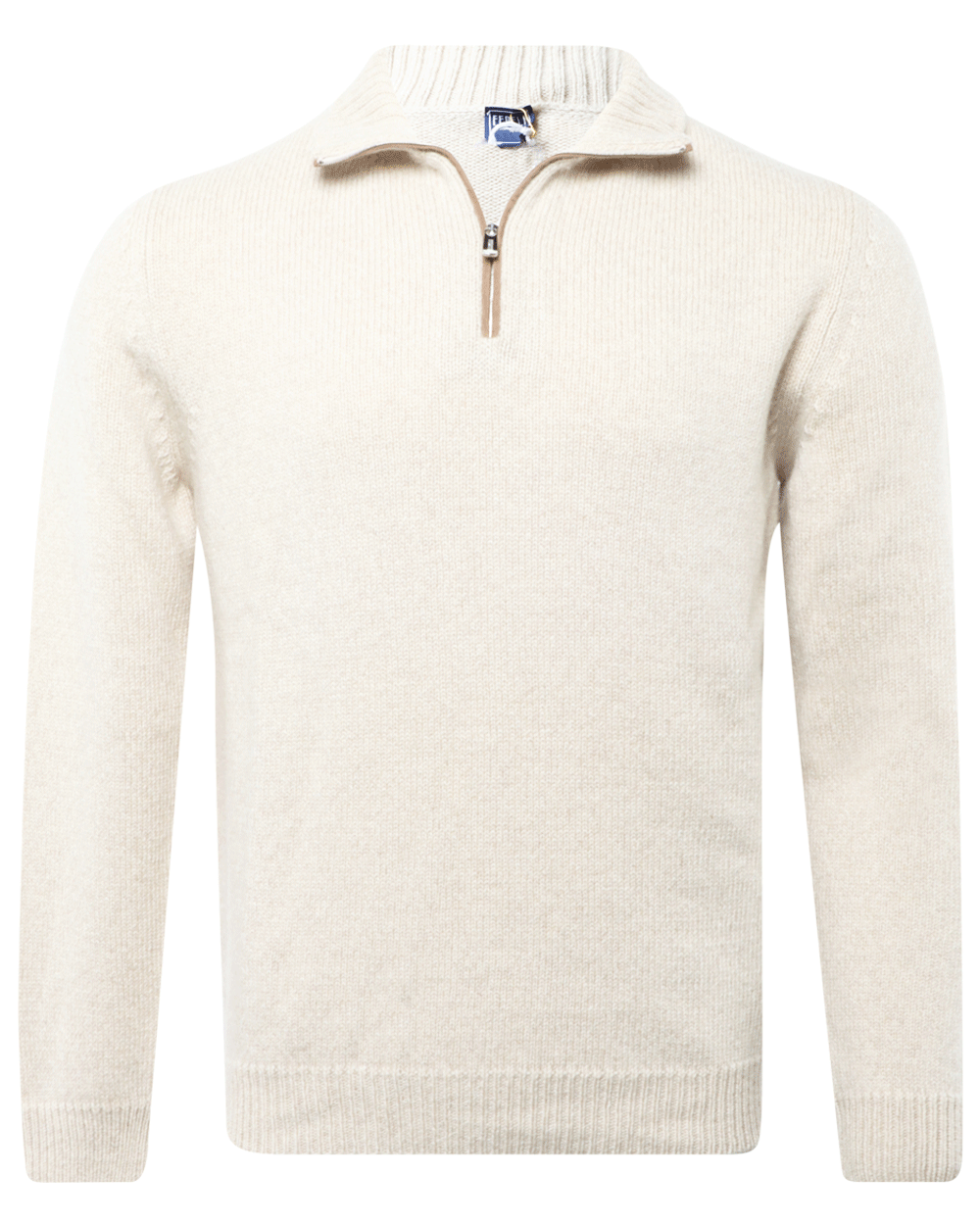 Beige Cashmere Quarter Zip Sweater