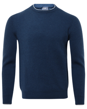 Blue Cashmere Crewneck Sweater