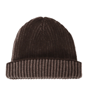 Brown Ribbed Beanie