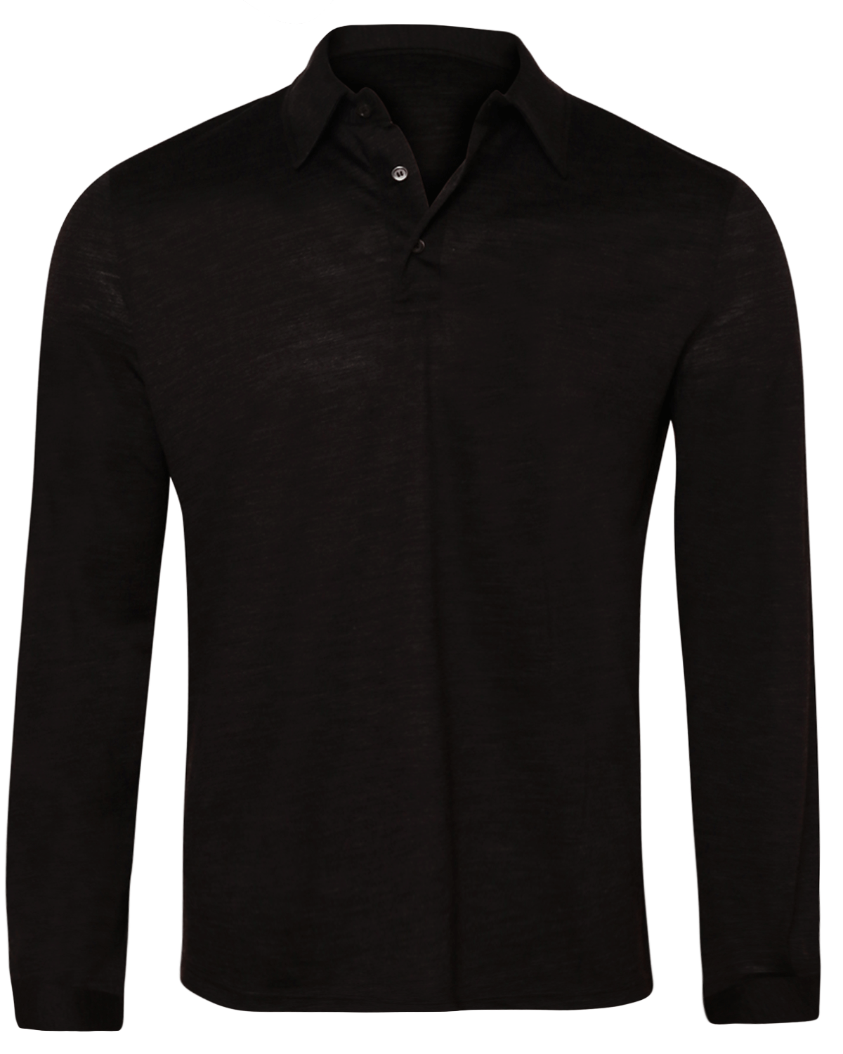 Charcoal Wool Jersey Three Button Polo