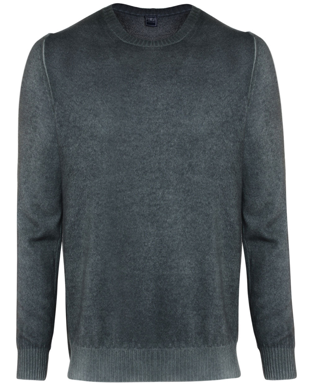 Dark Moss Cashmere Spray Dyed Crewneck Sweater