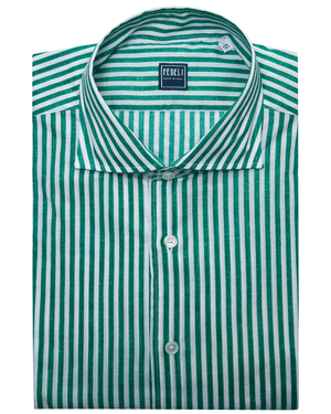 Green and White Striped Sportshirt