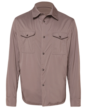 Grey Lightweight Nylon Shirt Jacket
