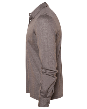 Grey Wool Jersey Three Button Polo