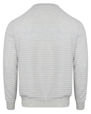 Grey and White Striped Bicolor Sweater