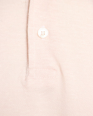 Heathered Light Pink Linen Blend Short Sleeve Polo