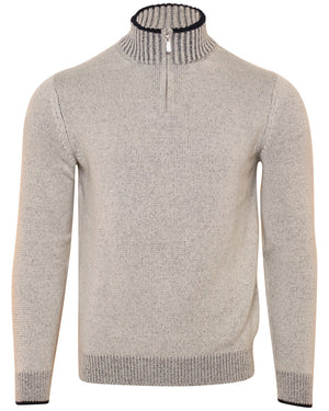 Light Grey Cashmere Quarter Zip Sweater