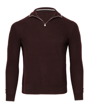 Maroon Cashmere Quarter Zip Sweater