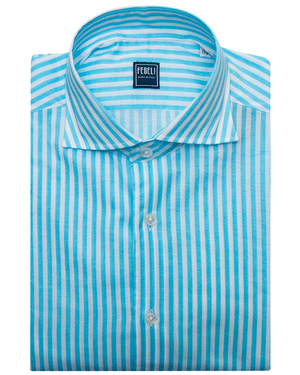 Sky Blue and White Striped Sportshirt