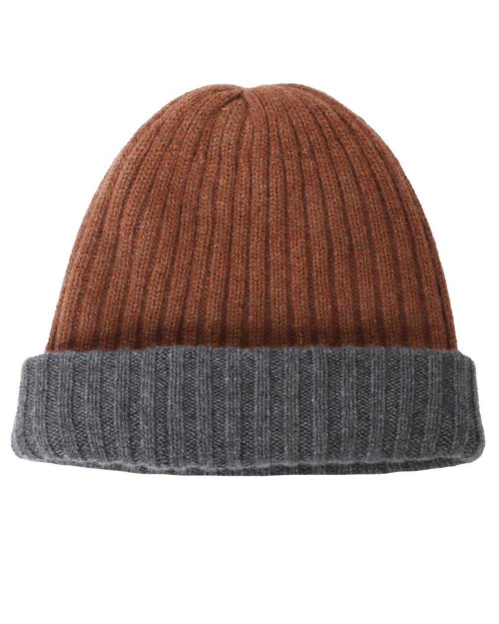 Brown and Grey Double Cashmere Beanie