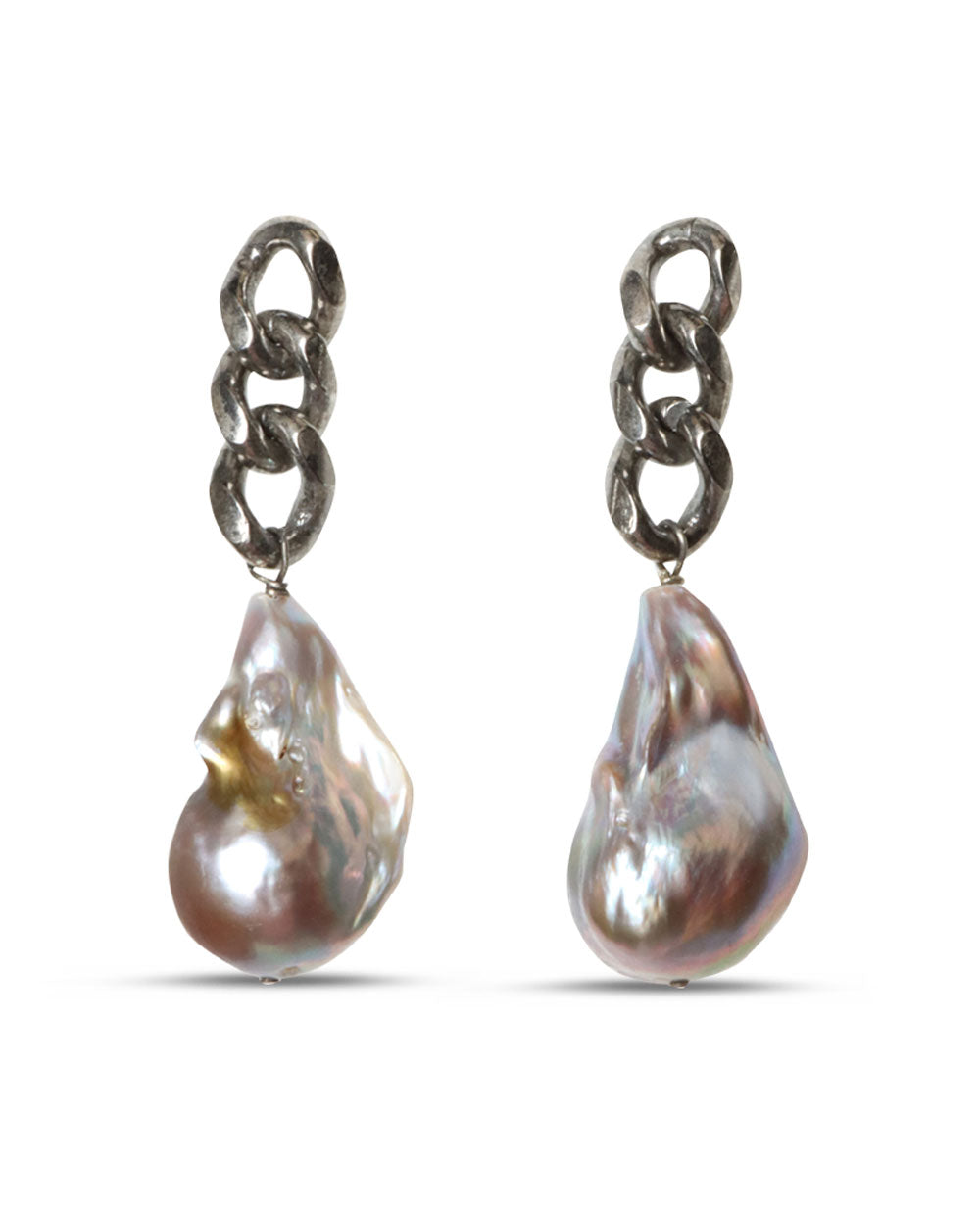 Baroque Pearl Curb Chain Earrings