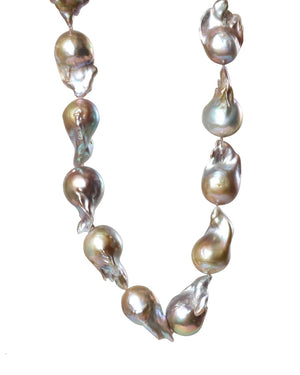 Diamond and Baroque Pearl Curb Chain Necklace