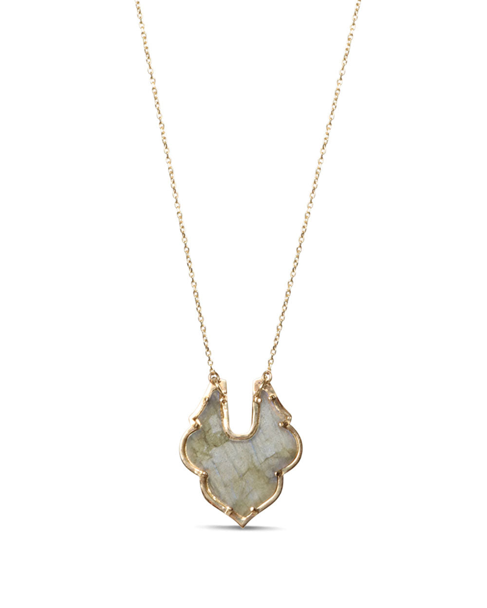 Gold Labradorite Scroll Pendant Necklace