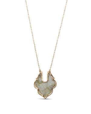 Gold Labradorite Scroll Pendant Necklace