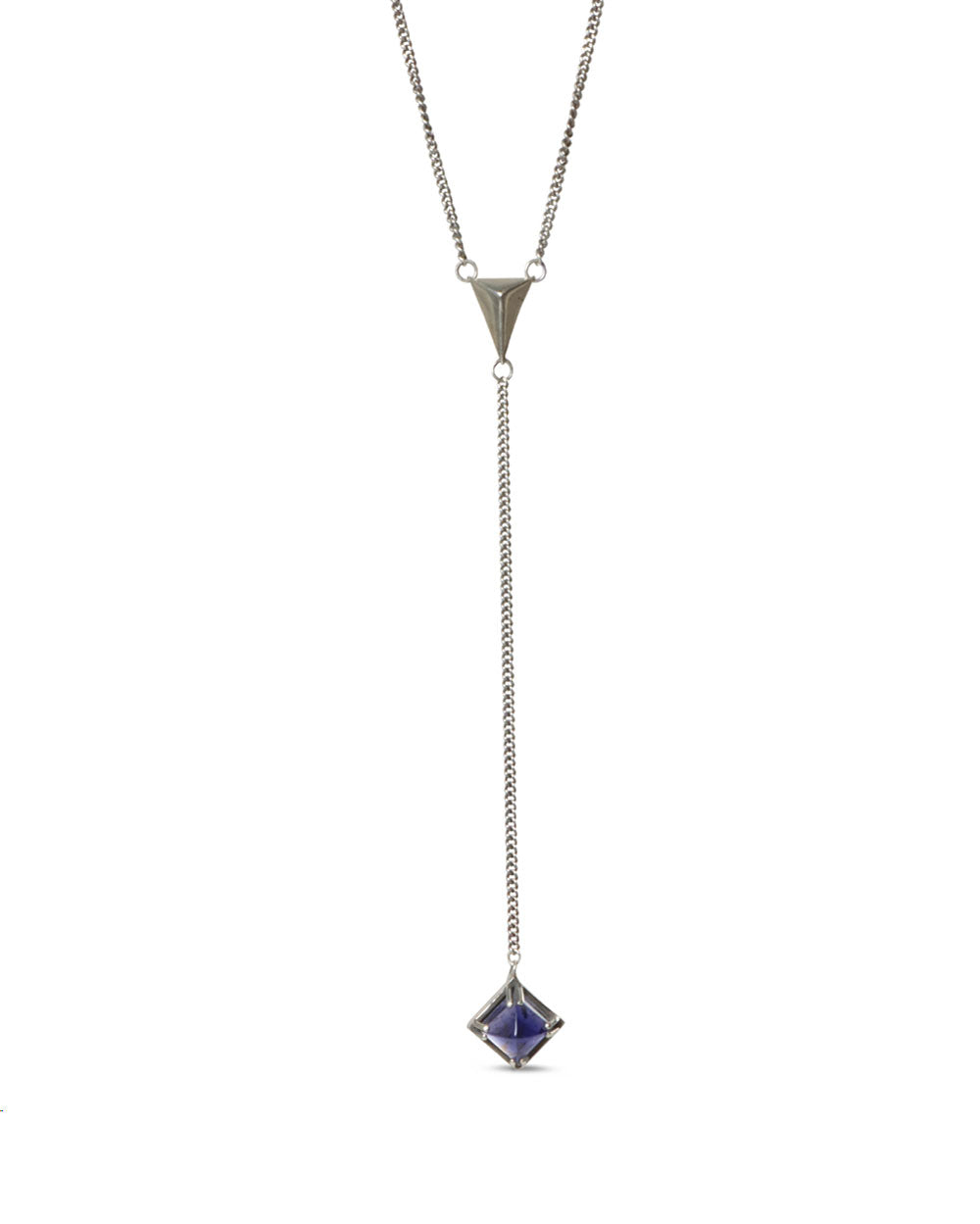 Iolite Pyramid Pendant Rosary Necklace