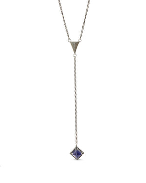 Iolite Pyramid Pendant Rosary Necklace