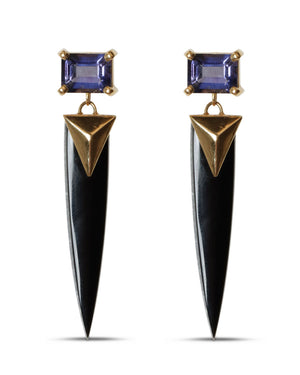 Iolite and Black Onyx Drop Earrings