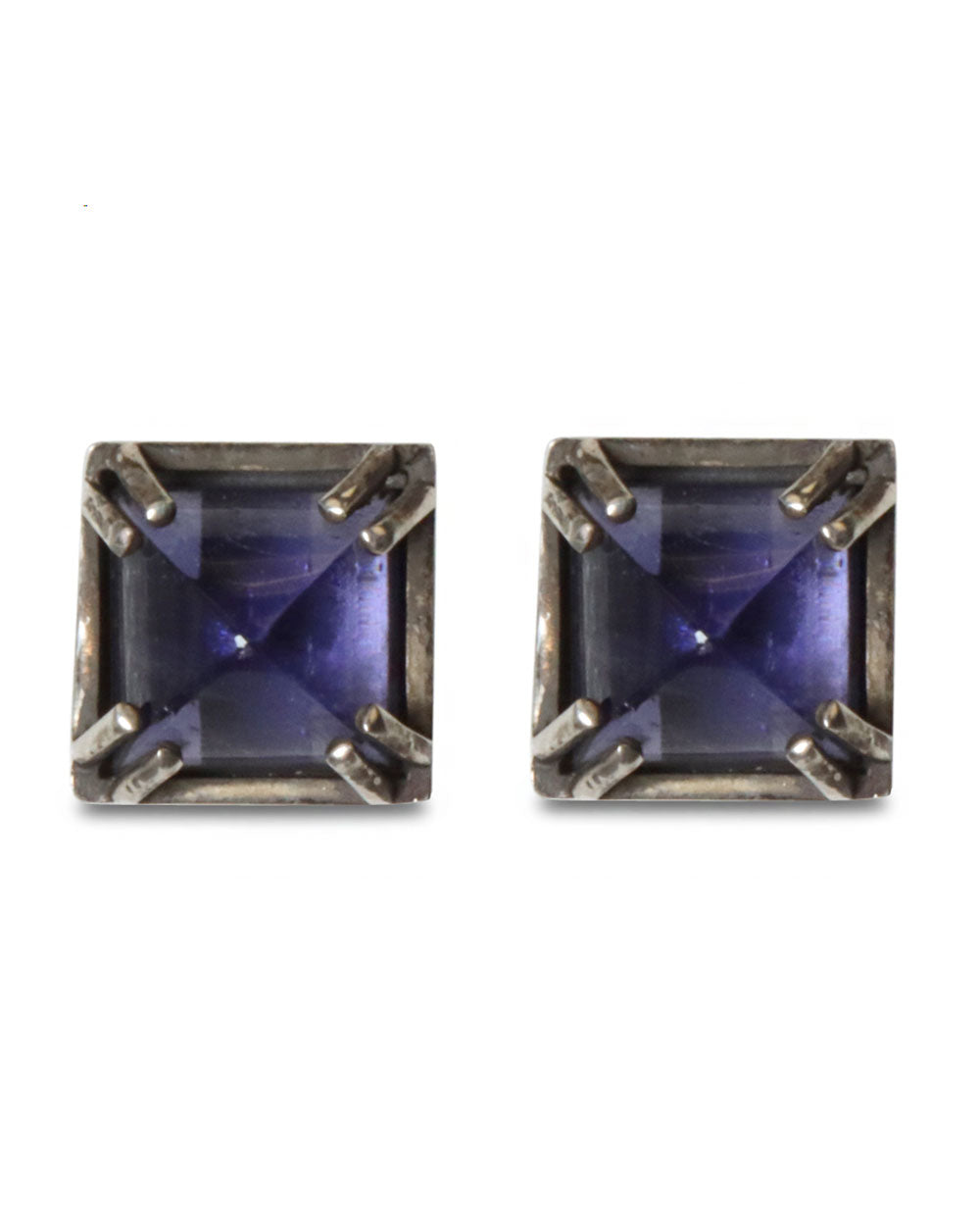 Iolite Pyramid Stud Earrings